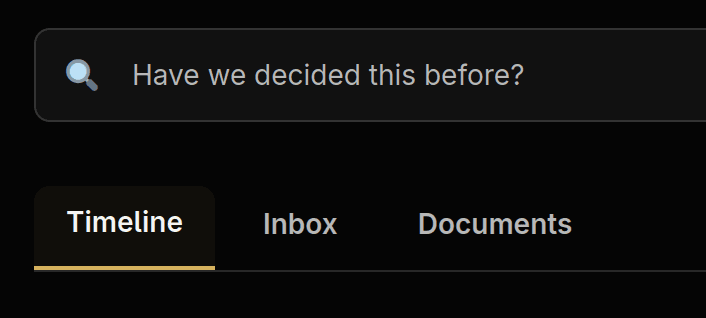 Decision detail page showing context, evidence, and share link