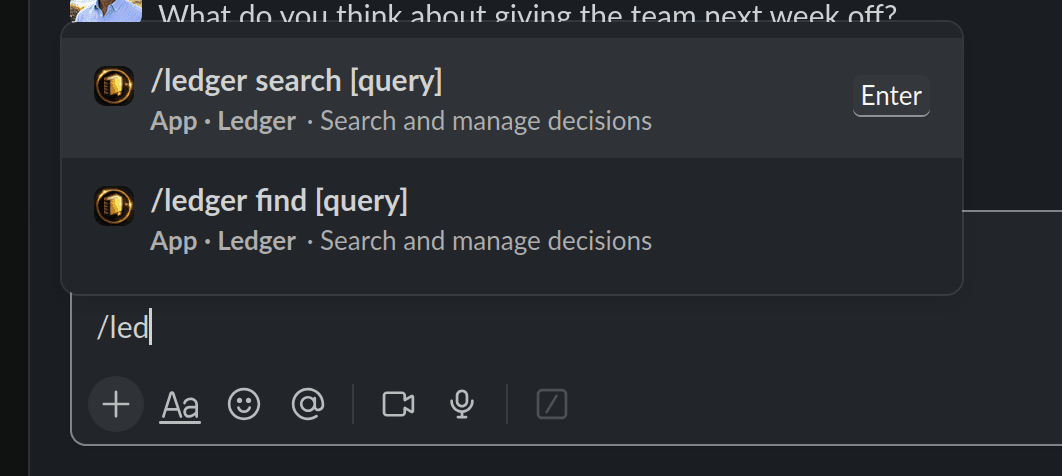 Slack message context menu with Save as Decision action