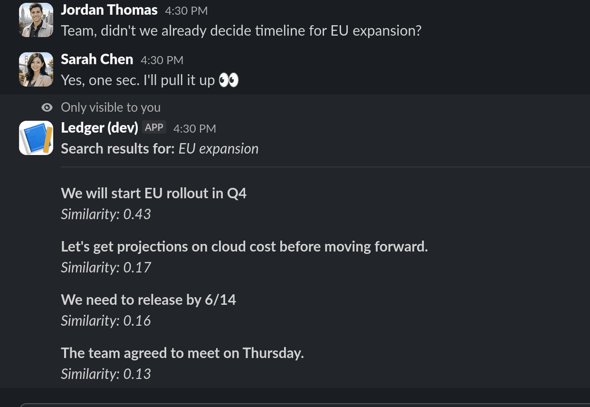Capturing a decision from a Slack message